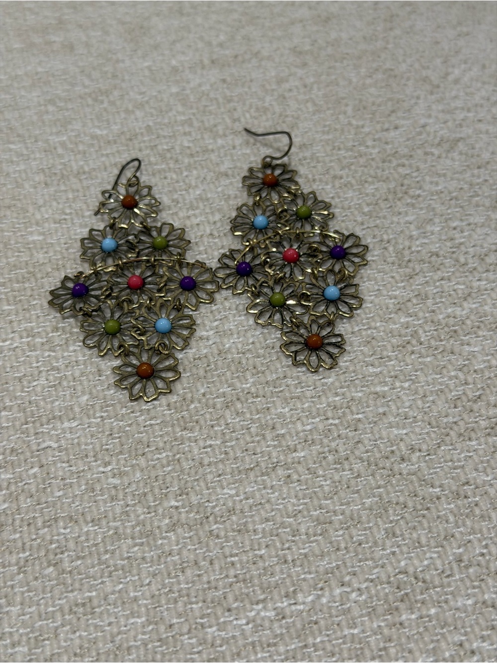 Multicolor Floral Filigree Dangle Earrings